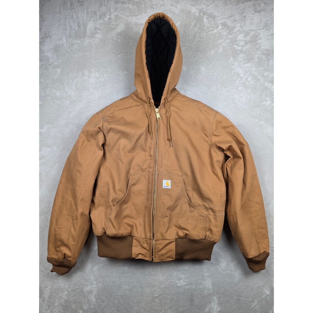 Carhartt Duck Canvas Active Jacket J140 Mens M Brown Loose Fit Quilt Lined *READ